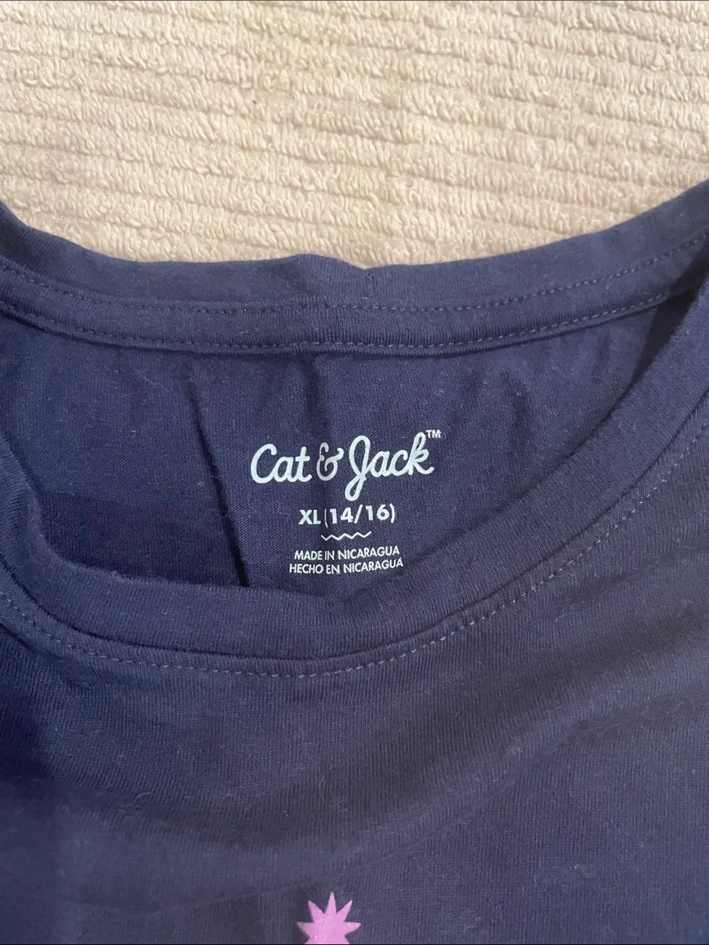 Cat & Jack Navy Short Sleeve Tee with Colorful Space Star
